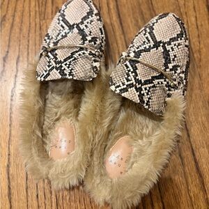 a new day Beige Snake Print Faux Fur Loafers